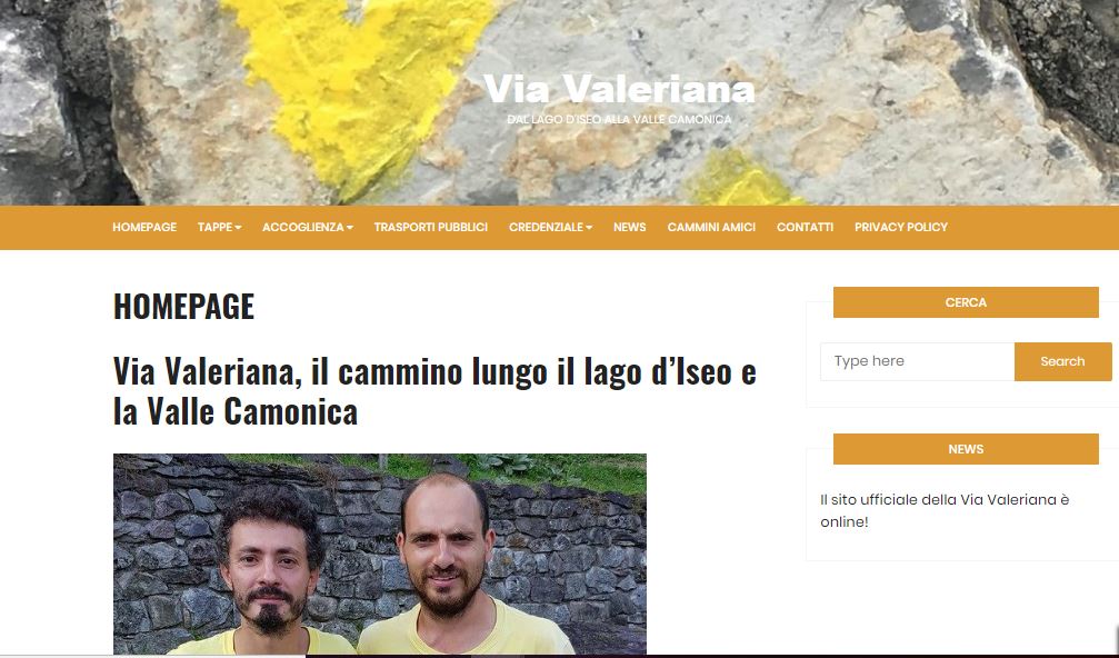 Il sito ufficiale della Via Valeriana è online!